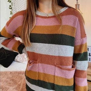 Boutique Multi-Colored Sweater with Pockets